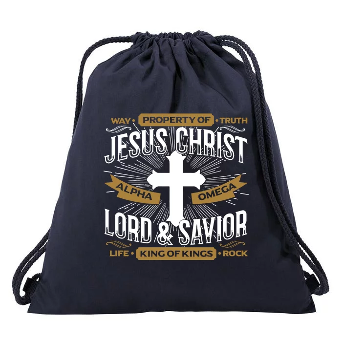 Way Property Of Truth Jesus Christ Alpha Omega Lord And Savior Life King Of King Drawstring Bag