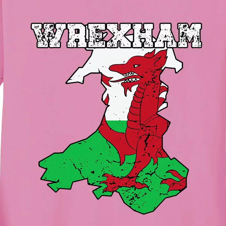 Wrexham Pride Of Wales Welsh Dragon Football Fan Kids Long Sleeve Shirt