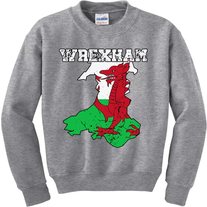 Wrexham Pride Of Wales Welsh Dragon Football Fan Kids Sweatshirt