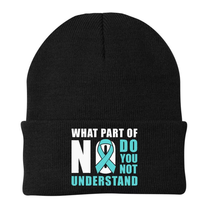 What Part Of No Do You Not Understand Teal Ribbon Knit Cap Winter Beanie