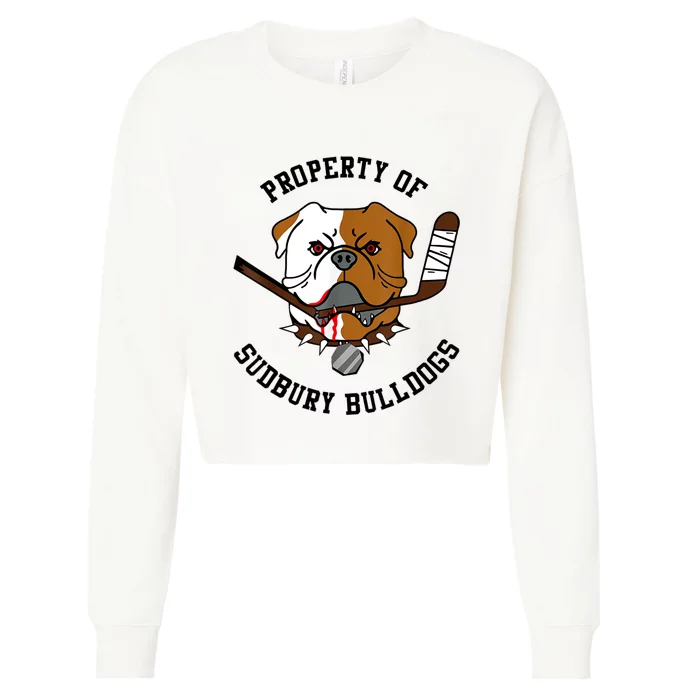 Women Property Of Sudbury Bulldog Funny Cropped Pullover Crew