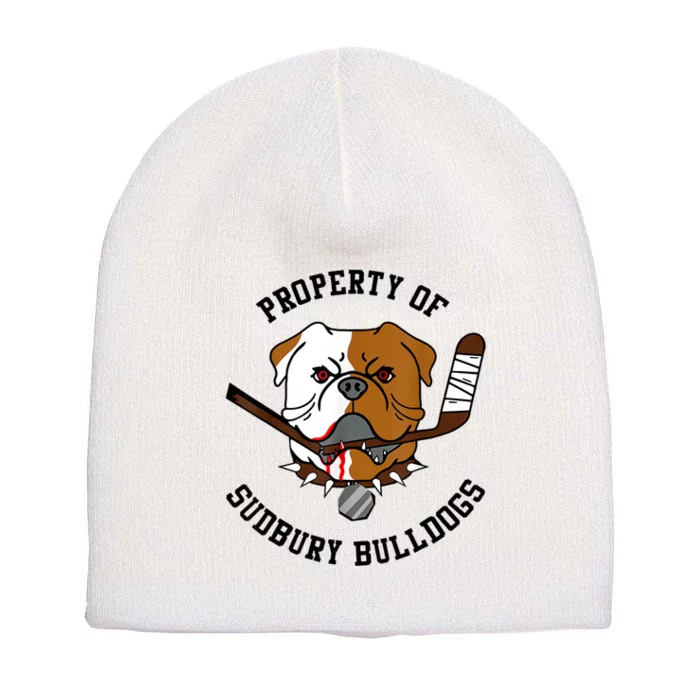 Women Property Of Sudbury Bulldog Funny Short Acrylic Beanie