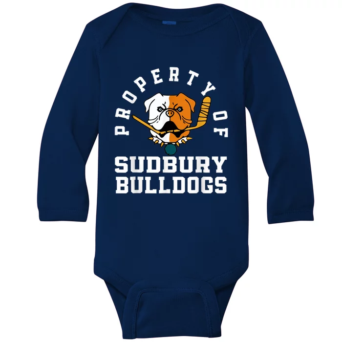 Women Property Of Sudbury Bulldog Funny Baby Long Sleeve Bodysuit