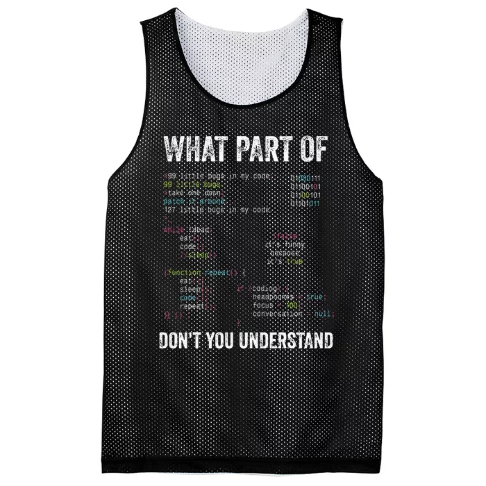 What Part Of DonT You Understand Computer Science Lovers Mesh Reversible Basketball Jersey Tank