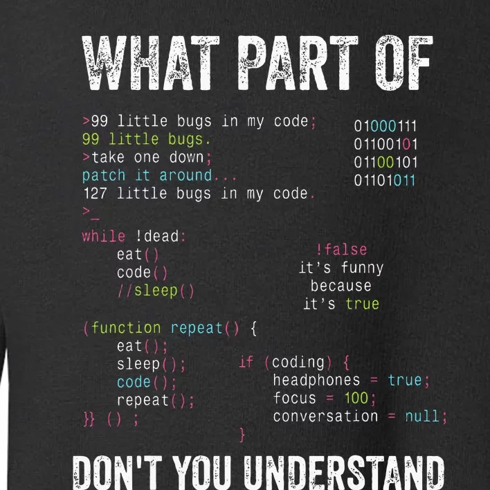 What Part Of DonT You Understand Computer Science Lovers Toddler Sweatshirt