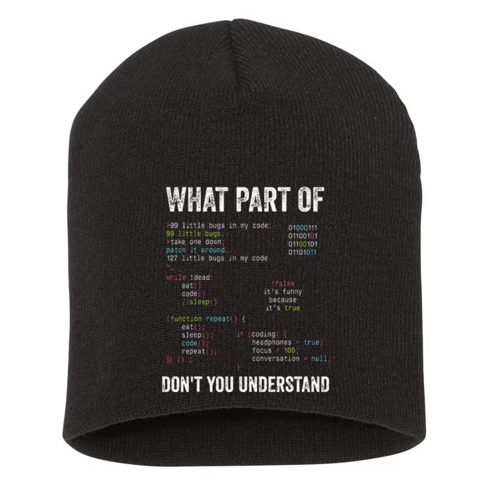 What Part Of DonT You Understand Computer Science Lovers Short Acrylic Beanie