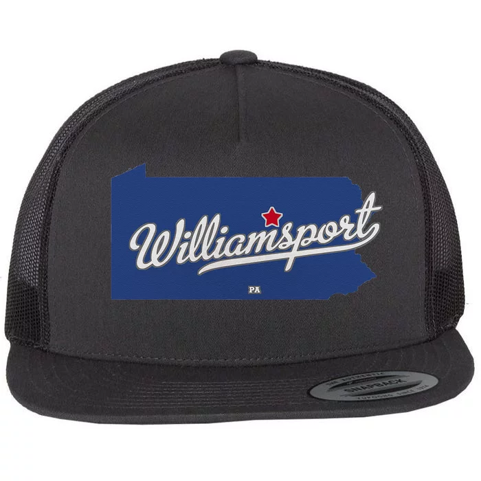 Williamsport Pennsylvania PA Map Flat Bill Trucker Hat