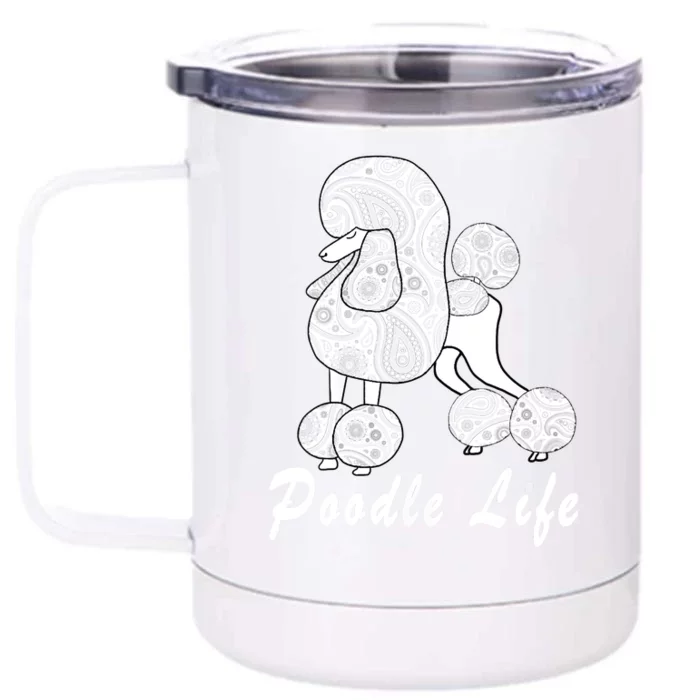 Women Paisley Poodle For Standard Poodle Lovers Front & Back 12oz Stainless Steel Tumbler Cup