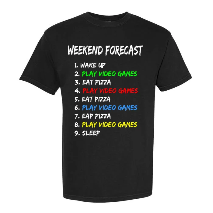 Weekend Porecast Play Video Games Game Lover Gift Garment-Dyed Heavyweight T-Shirt