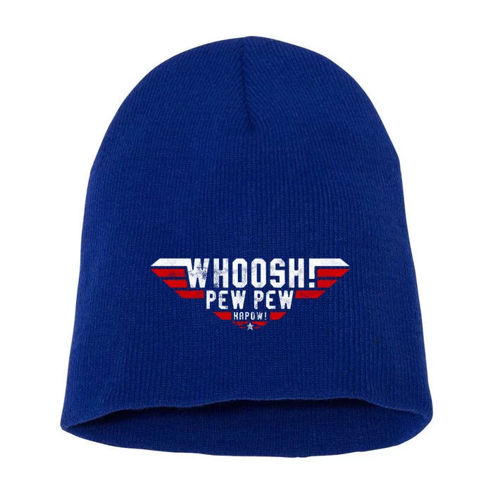 Whoosh! Pew Pew Funny Logo Short Acrylic Beanie