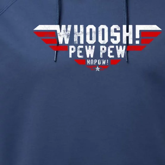 Whoosh! Pew Pew Funny Logo Performance Fleece Hoodie