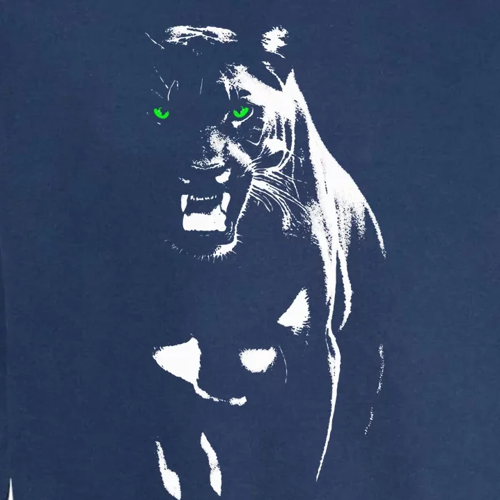 Wild Proud Panther With Cool Green Eyes Shows Teeth Garment-Dyed Sweatshirt