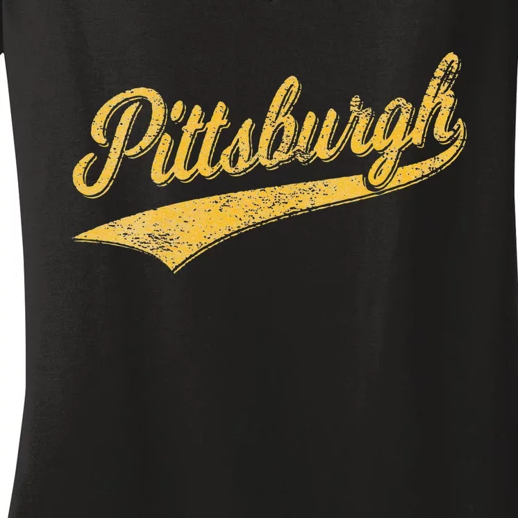 Womens PITTSBURGH PENNSYLVANIA VARSITY SCRIPT SPORTS JERSEY STYLE Women's V-Neck T-Shirt