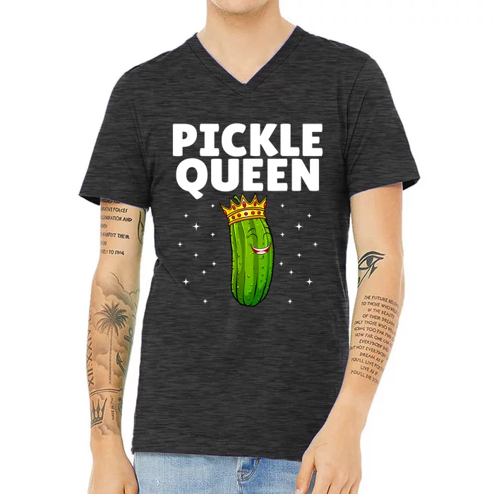 Women Pickle Queen Girl Cucumber Pickle Lover Gift V-Neck T-Shirt