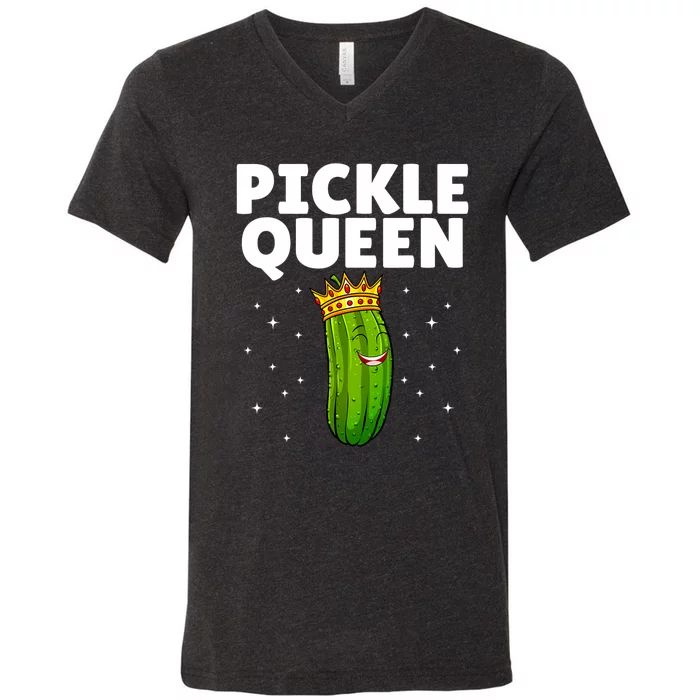 Women Pickle Queen Girl Cucumber Pickle Lover Gift V-Neck T-Shirt