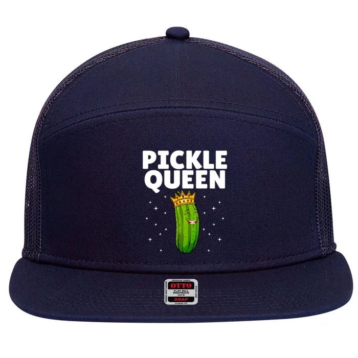 Women Pickle Queen Girl Cucumber Pickle Lover Gift 7 Panel Mesh Trucker Snapback Hat