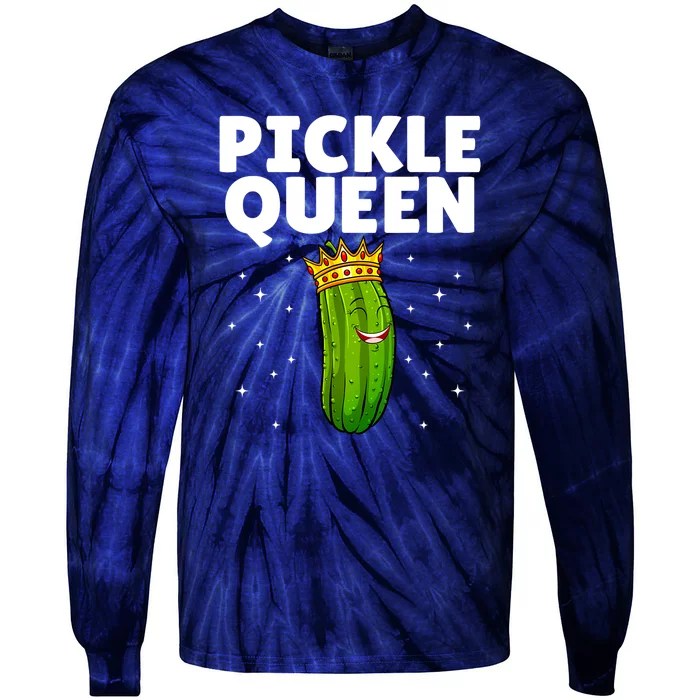 Women Pickle Queen Girl Cucumber Pickle Lover Gift Tie-Dye Long Sleeve Shirt