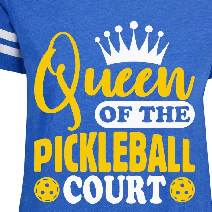 Wo Pickleball Queen Of The Pickleball Court Pickle Ball Player Enza Ladies Jersey Football T-Shirt