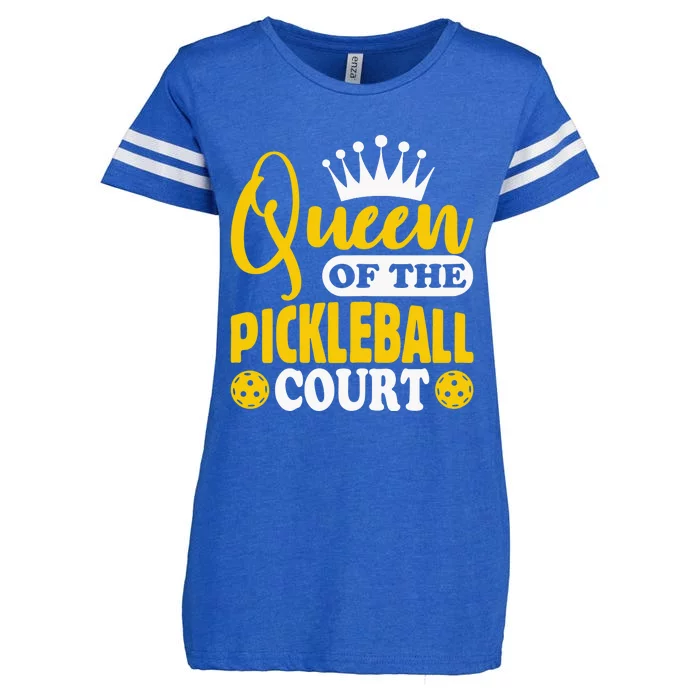 Wo Pickleball Queen Of The Pickleball Court Pickle Ball Player Enza Ladies Jersey Football T-Shirt