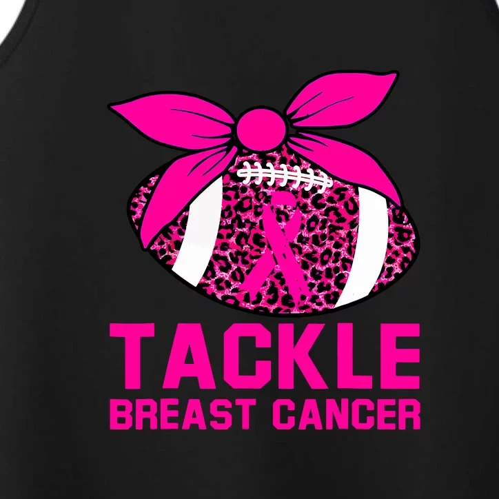 Woman Pink Ribbon Tackle Football For Breast Cancer Awareness Gift Performance Tank