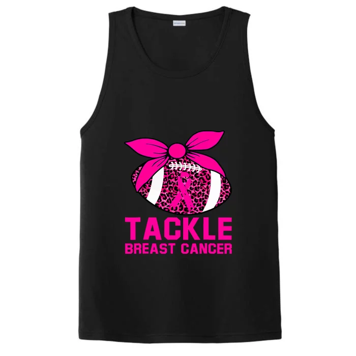 Woman Pink Ribbon Tackle Football For Breast Cancer Awareness Gift Performance Tank