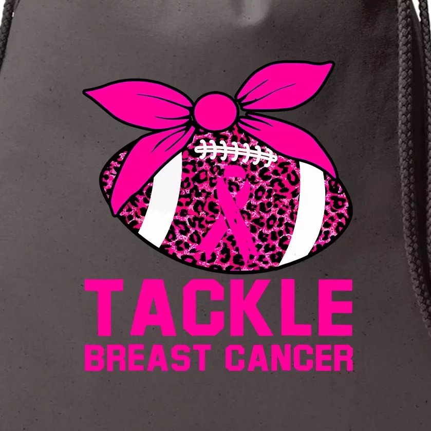 Woman Pink Ribbon Tackle Football For Breast Cancer Awareness Gift Drawstring Bag