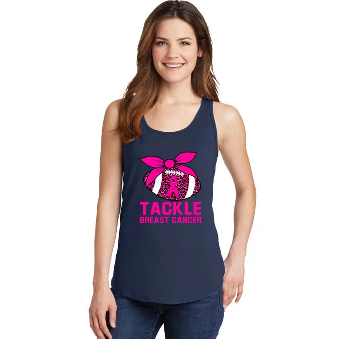 Woman Pink Ribbon Tackle Football For Breast Cancer Awareness Gift Ladies Essential Tank