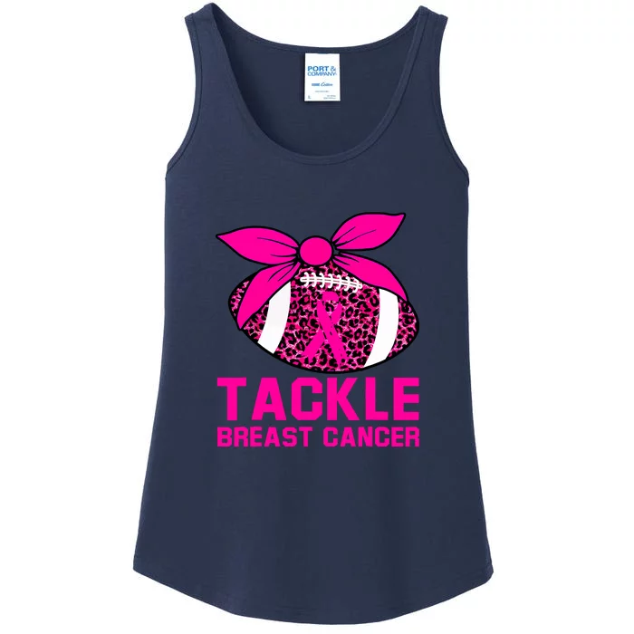 Woman Pink Ribbon Tackle Football For Breast Cancer Awareness Gift Ladies Essential Tank