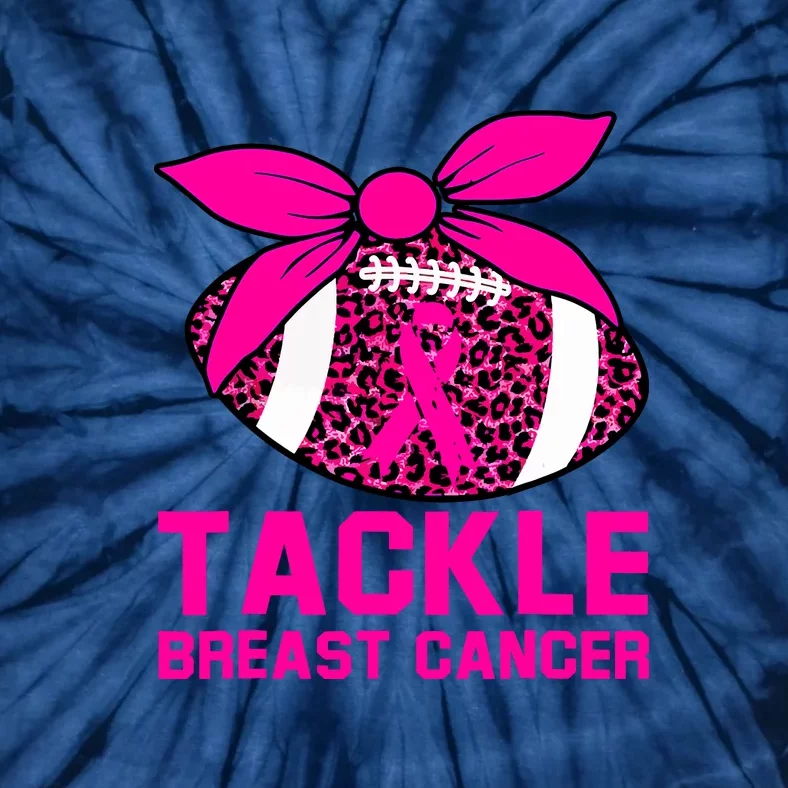 Woman Pink Ribbon Tackle Football For Breast Cancer Awareness Gift Tie-Dye T-Shirt