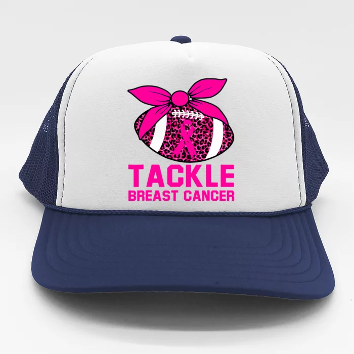 Woman Pink Ribbon Tackle Football For Breast Cancer Awareness Gift Trucker Hat