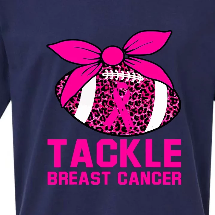 Woman Pink Ribbon Tackle Football For Breast Cancer Awareness Gift Sueded Cloud Jersey T-Shirt