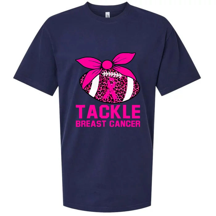 Woman Pink Ribbon Tackle Football For Breast Cancer Awareness Gift Sueded Cloud Jersey T-Shirt