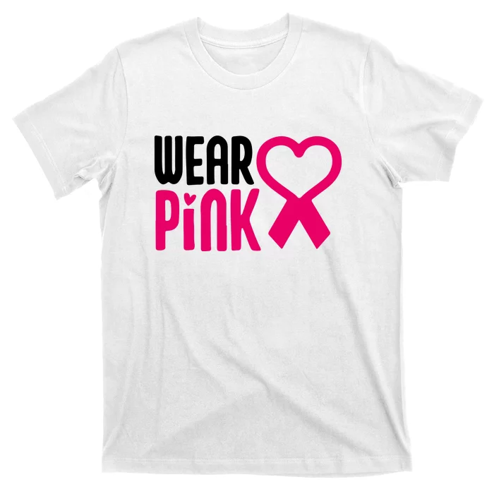 Wear Pink Ribbon Breast Cancer Awareness Month Gift T-Shirt