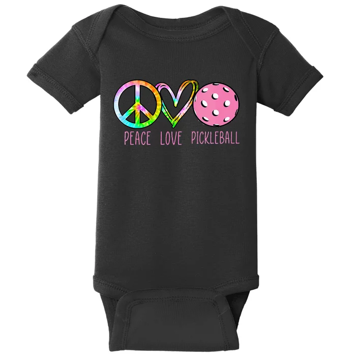 Womens Pickleball Retired Ladies Peace Love Pickleball Baby Bodysuit