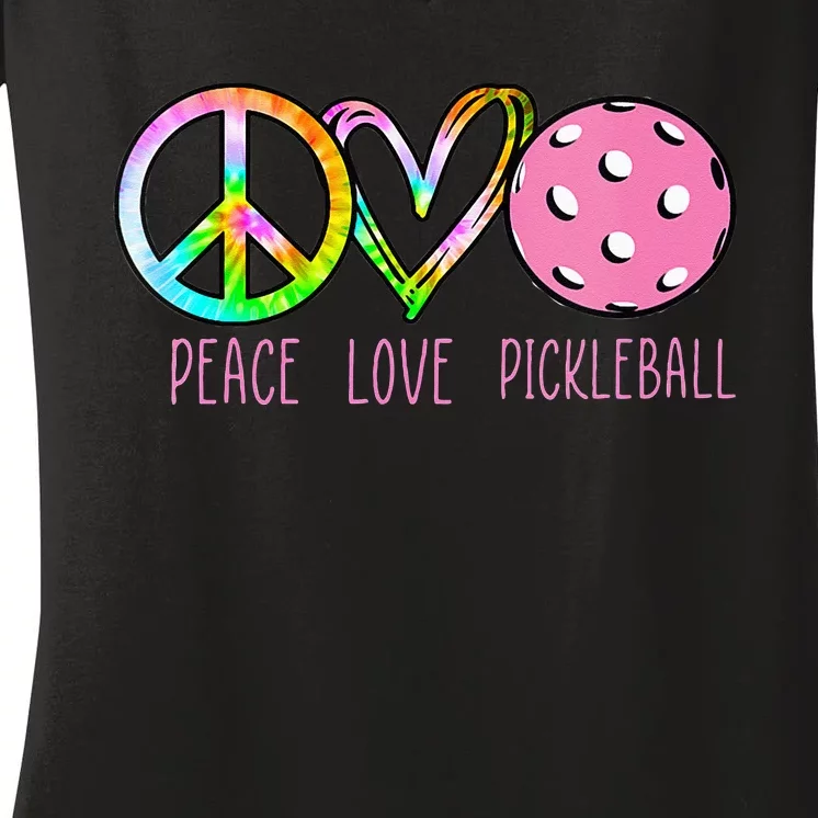 Womens Pickleball Retired Ladies Peace Love Pickleball Women's V-Neck T-Shirt