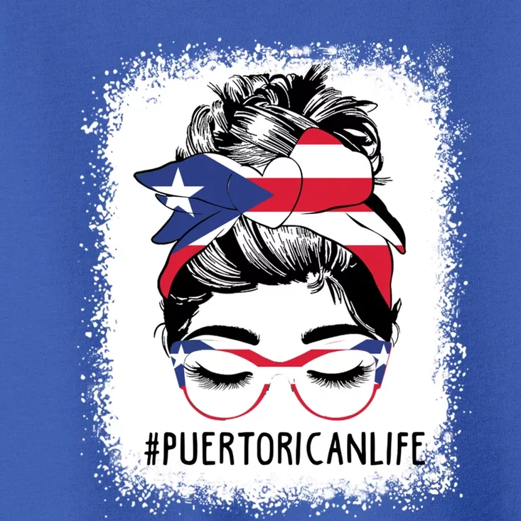 Wo's #Puerto Rican Life Messy Bun Hair Puerto Rico Flag Cute Gift Toddler T-Shirt