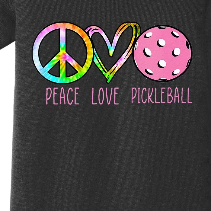 Womens Pickleball Retired Ladies Peace Love Pickleball Baby Bodysuit