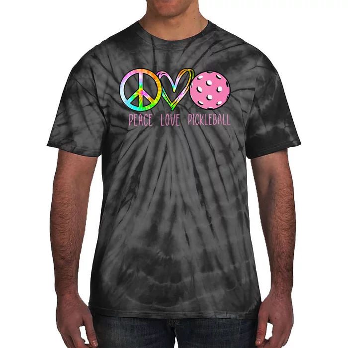 Womens Pickleball Retired Ladies Peace Love Pickleball Tie-Dye T-Shirt