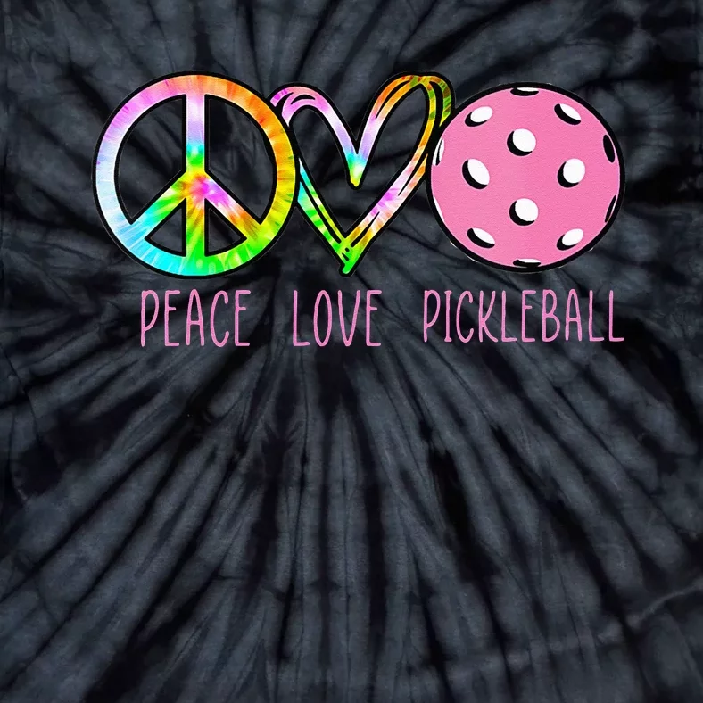 Womens Pickleball Retired Ladies Peace Love Pickleball Tie-Dye T-Shirt