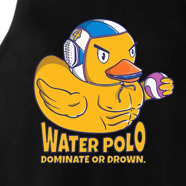 Water Polo Rubber Duck Dominate Or Drown On Ladies Tri-Blend Wicking Tank