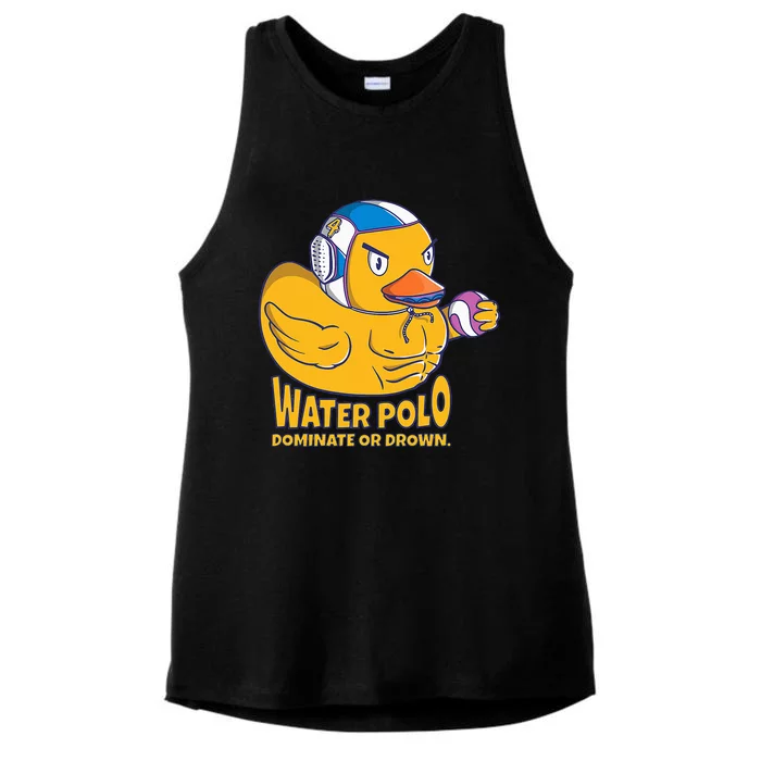 Water Polo Rubber Duck Dominate Or Drown On Ladies Tri-Blend Wicking Tank