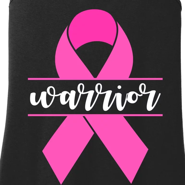 Warrior Pink Ribbon Breast Cancer Month Ladies Essential Tank