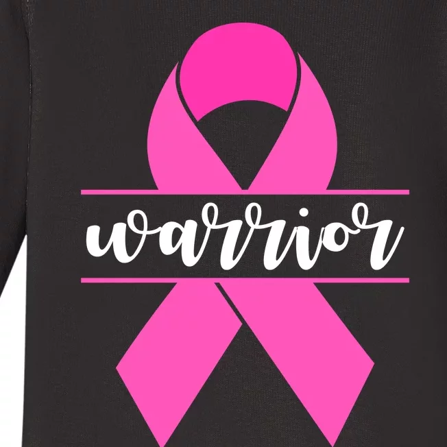 Warrior Pink Ribbon Breast Cancer Month Baby Long Sleeve Bodysuit