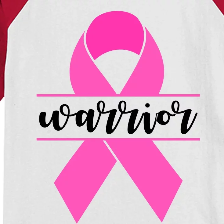 Warrior Pink Ribbon Breast Cancer Month Kids Colorblock Raglan Jersey