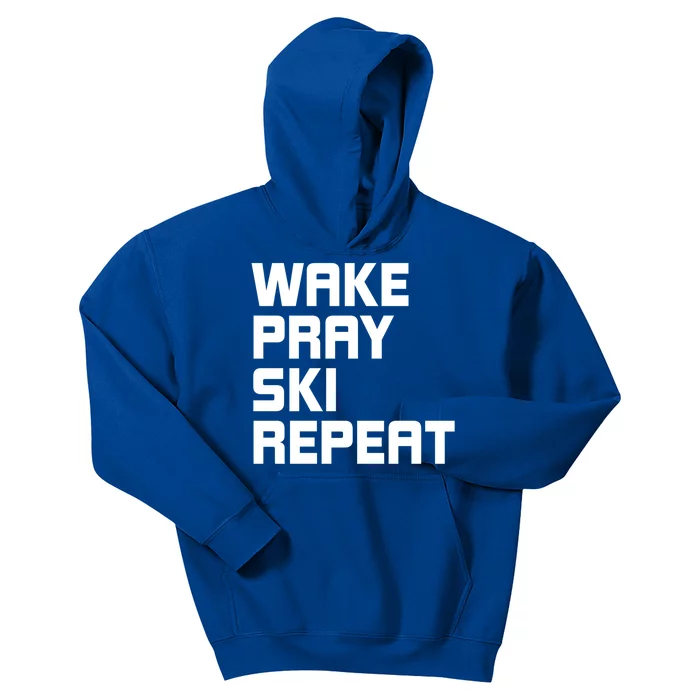 Wake Pray Ski Repeat Skiing Instructor Ski Lover Gift Kids Hoodie