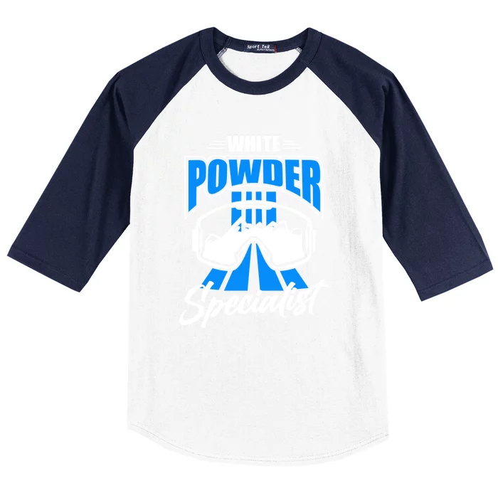 White Powder Specialist Skiing Lover Gift For Skier Baseball Sleeve Shirt