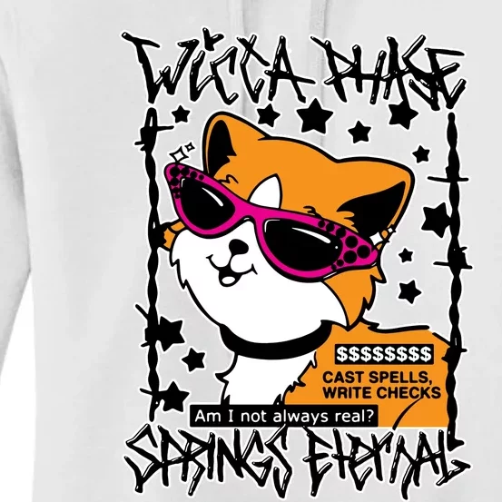 Wicca Phase Springs Eternal Cat Spells Write Checks Women's Pullover Hoodie