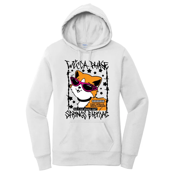 Wicca Phase Springs Eternal Cat Spells Write Checks Women's Pullover Hoodie