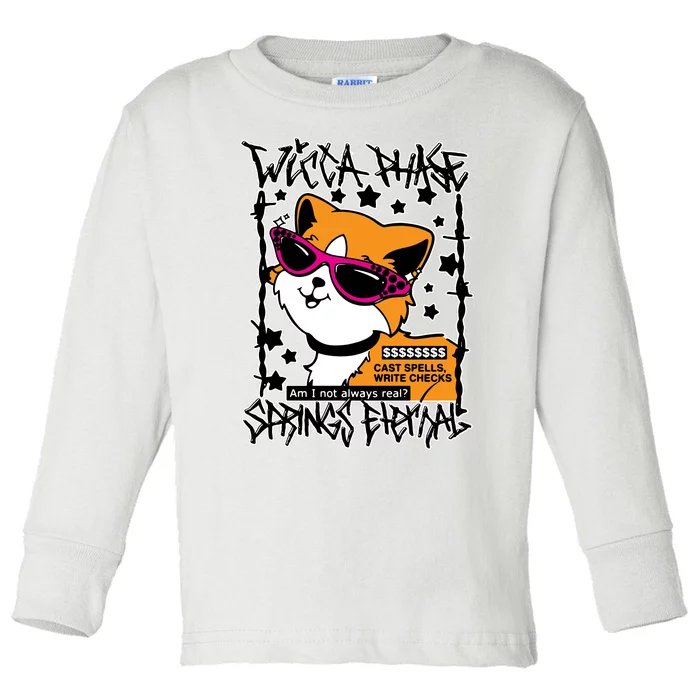 Wicca Phase Springs Eternal Cat Spells Write Checks Toddler Long Sleeve Shirt