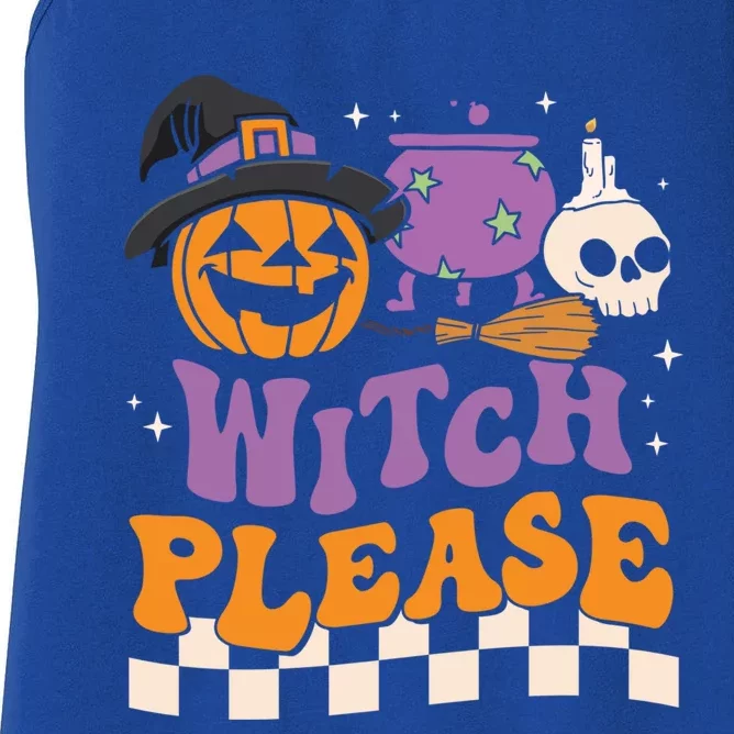 Witch Please Spooky Season Halloween Pumpkin Groovy Retro Gift Women's Racerback Tank